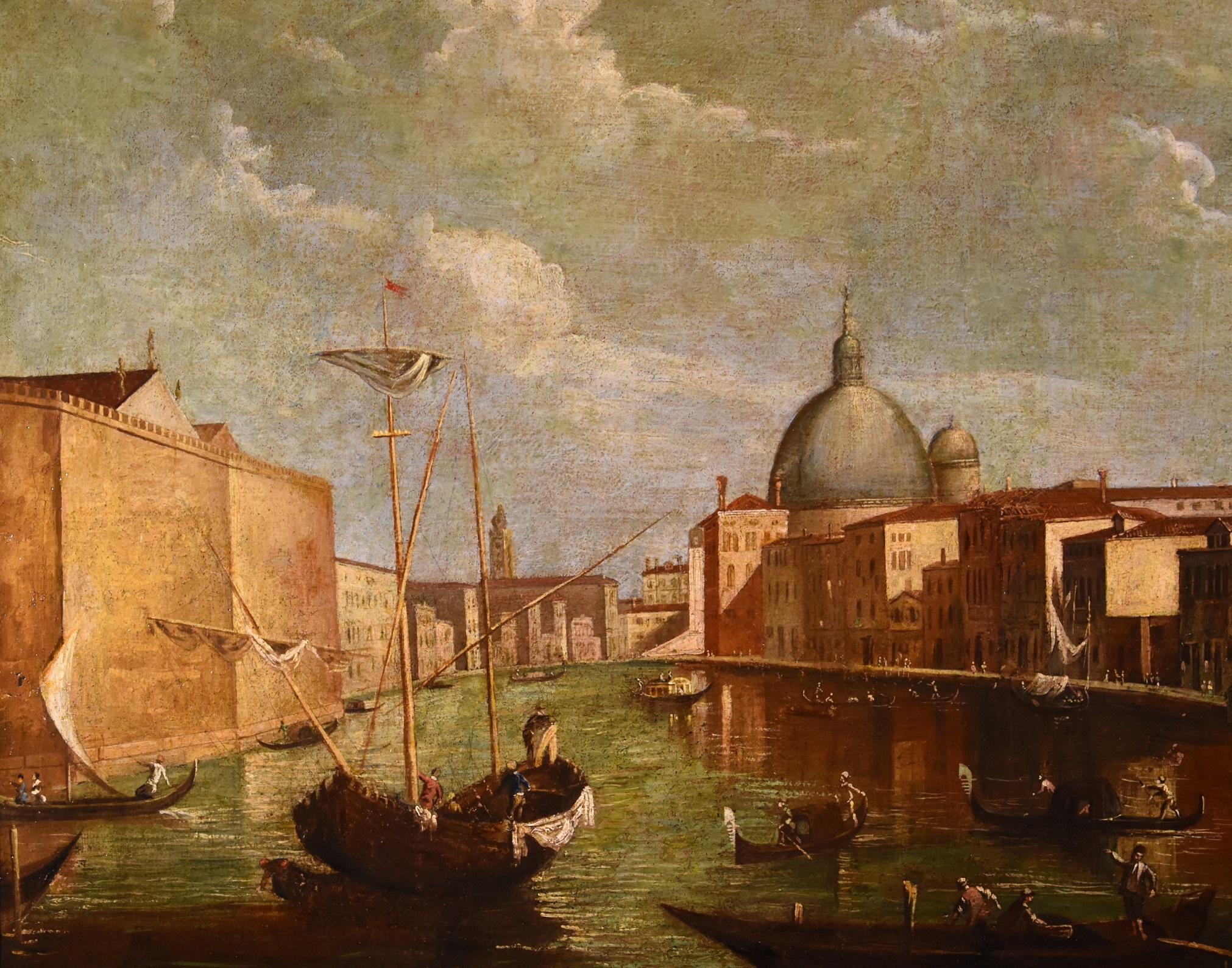 Venice Grand Canal Tironi Paint Oil on canvas Old master 18th Century Italy Art For Sale 3