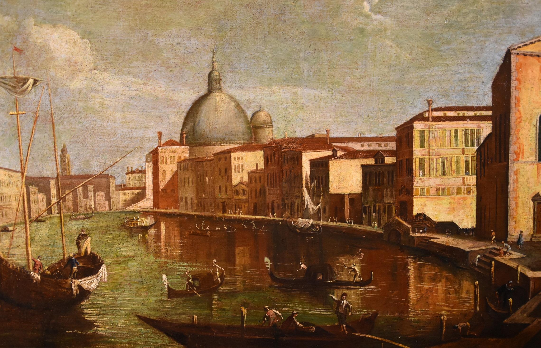 Venice Grand Canal Tironi Paint Oil on canvas Old master 18th Century Italy Art For Sale 4