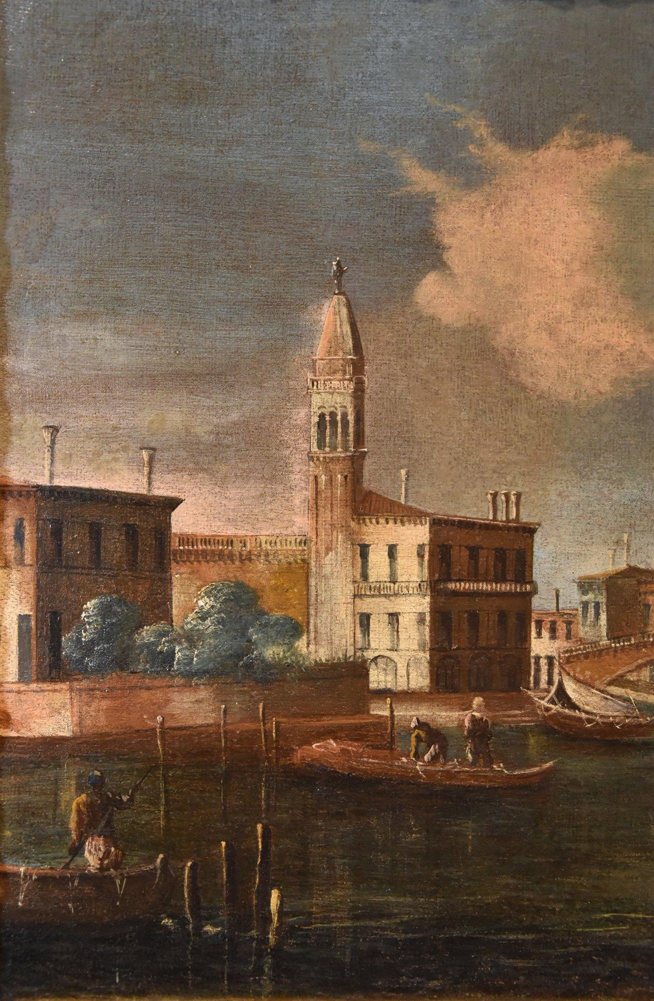 Venedig Landschaft Siehe Tironi Gemälde 18. Jahrhundert Öl auf Leinwand Alter Meister Wasser im Angebot 3