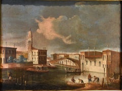 Antique Venice Landscape See Tironi Paint 18th Century Oil on canvas Old master Water