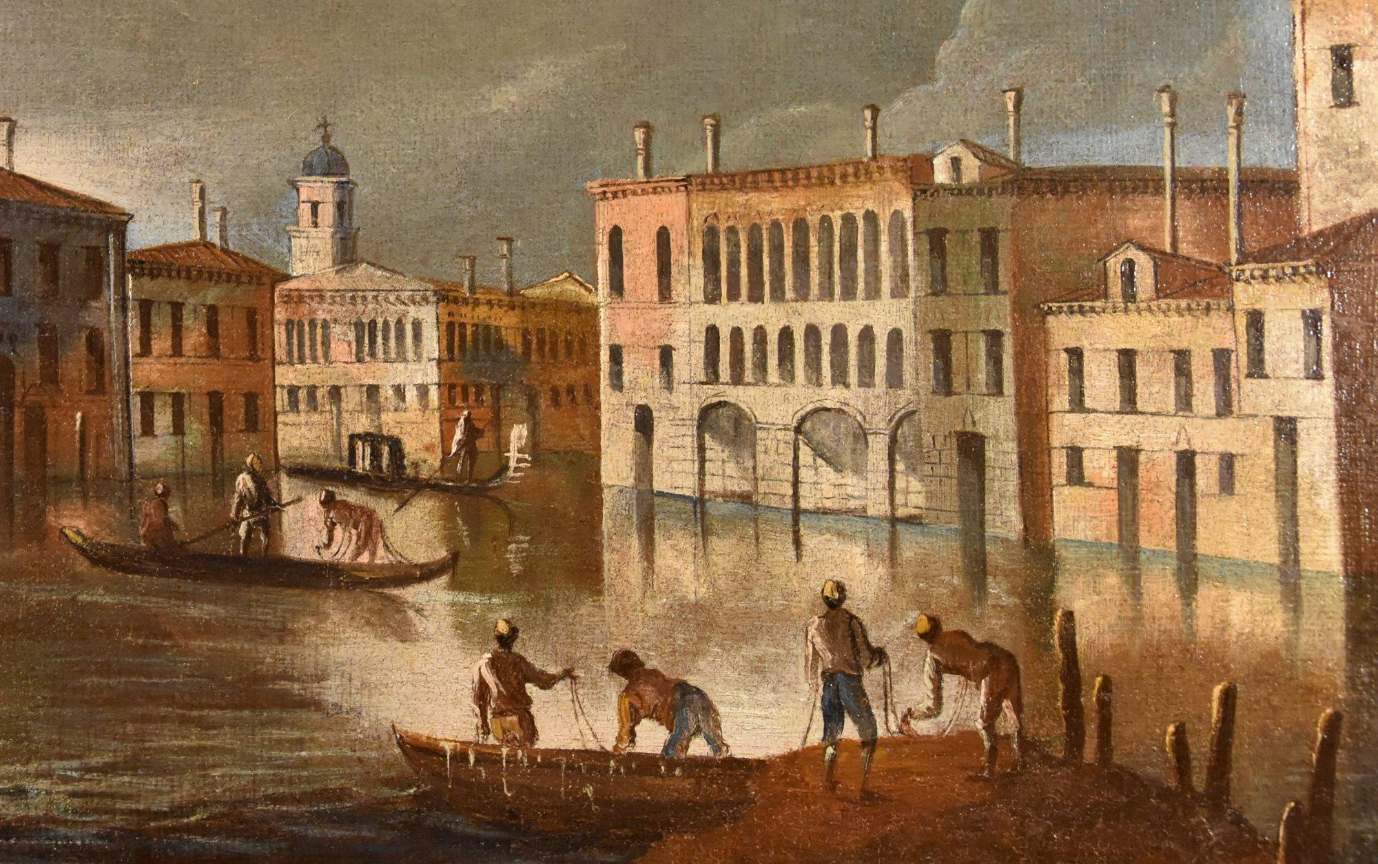 Ansicht Venedig Landschaft Tironi 18. Jahrhundert Gemälde Öl auf Leinwand Alter Meister Italien im Angebot 5