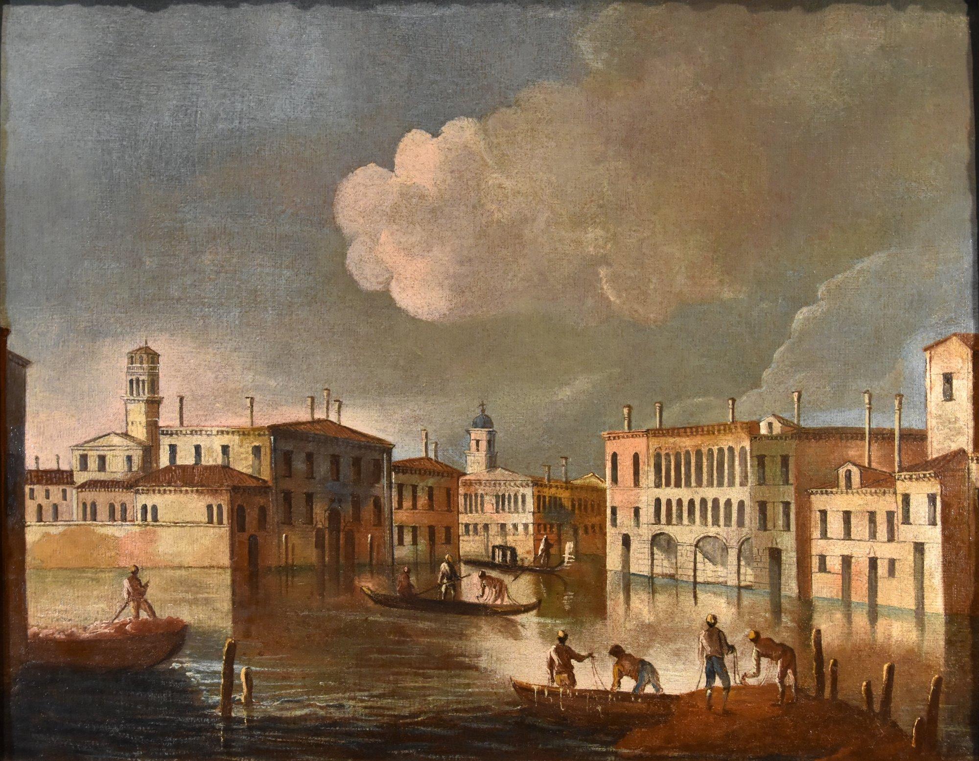 Ansicht Venedig Landschaft Tironi 18. Jahrhundert Gemälde Öl auf Leinwand Alter Meister Italien im Angebot 6