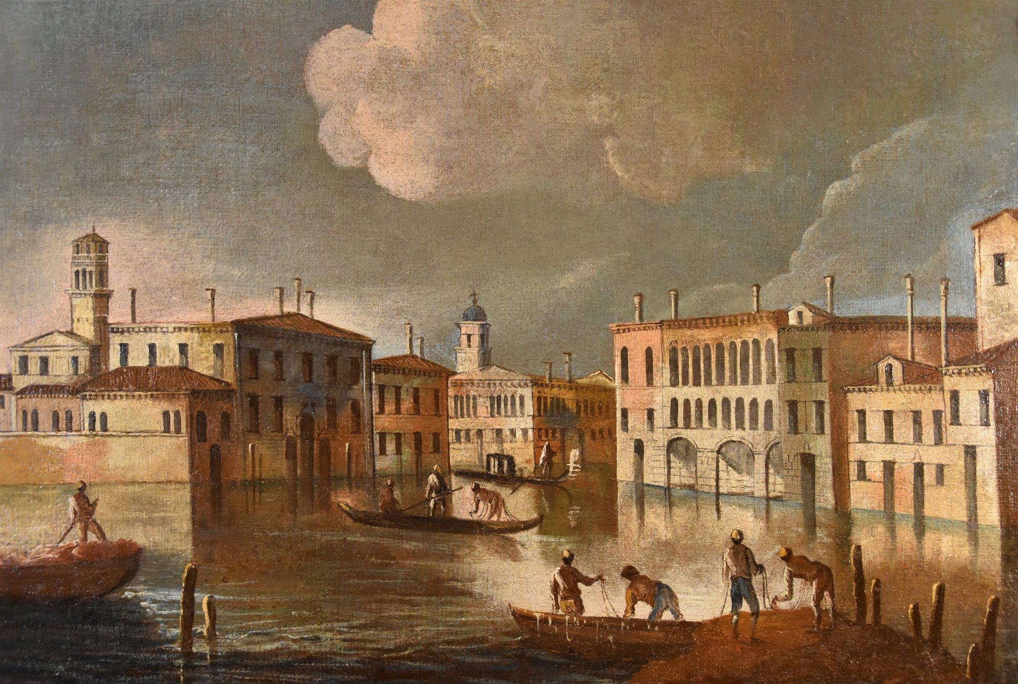 Ansicht Venedig Landschaft Tironi 18. Jahrhundert Gemälde Öl auf Leinwand Alter Meister Italien im Angebot 7