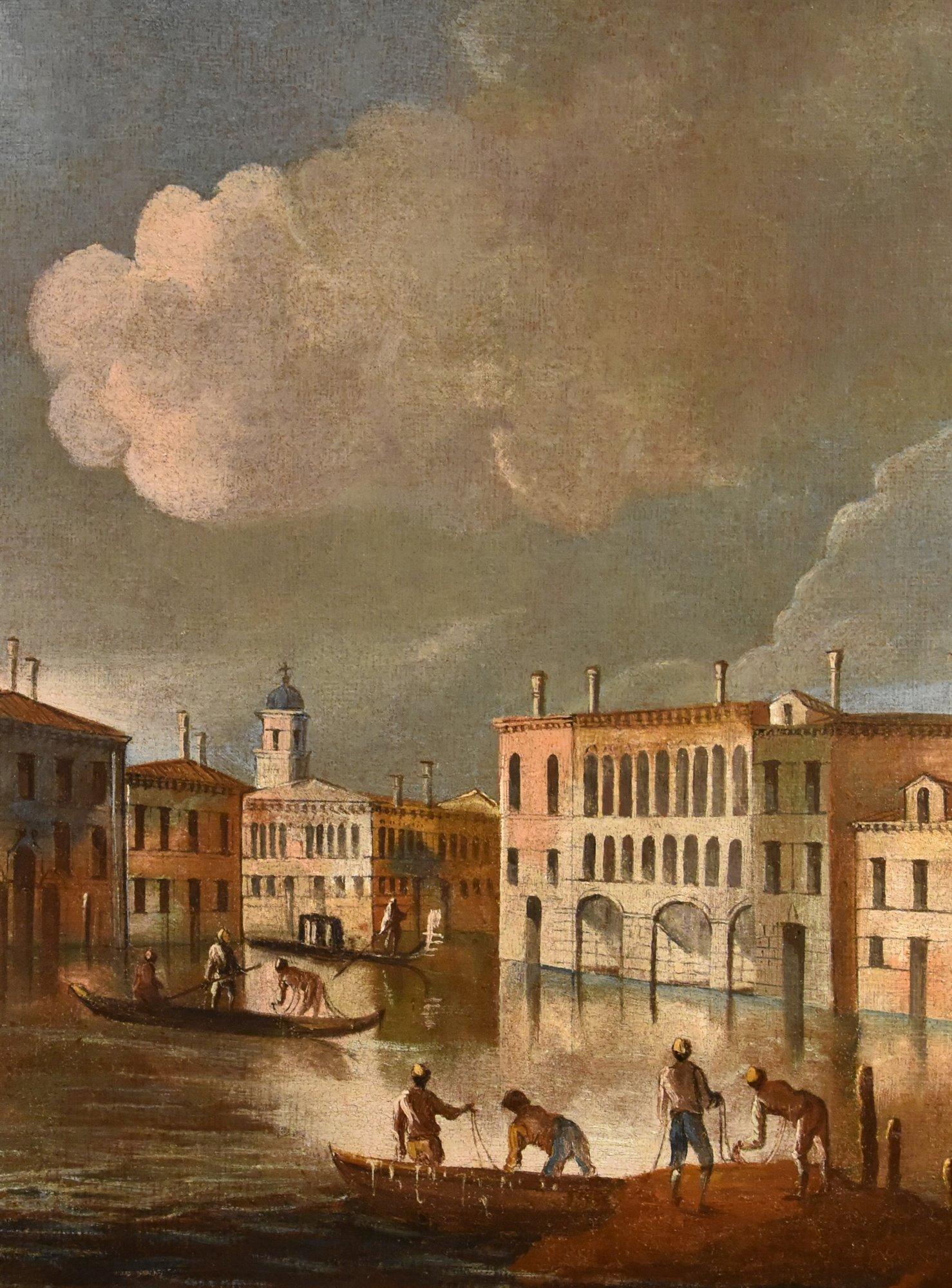 Ansicht Venedig Landschaft Tironi 18. Jahrhundert Gemälde Öl auf Leinwand Alter Meister Italien (Braun), Landscape Painting, von Francesco Tironi (Venice, Circa 1745 - 1797)