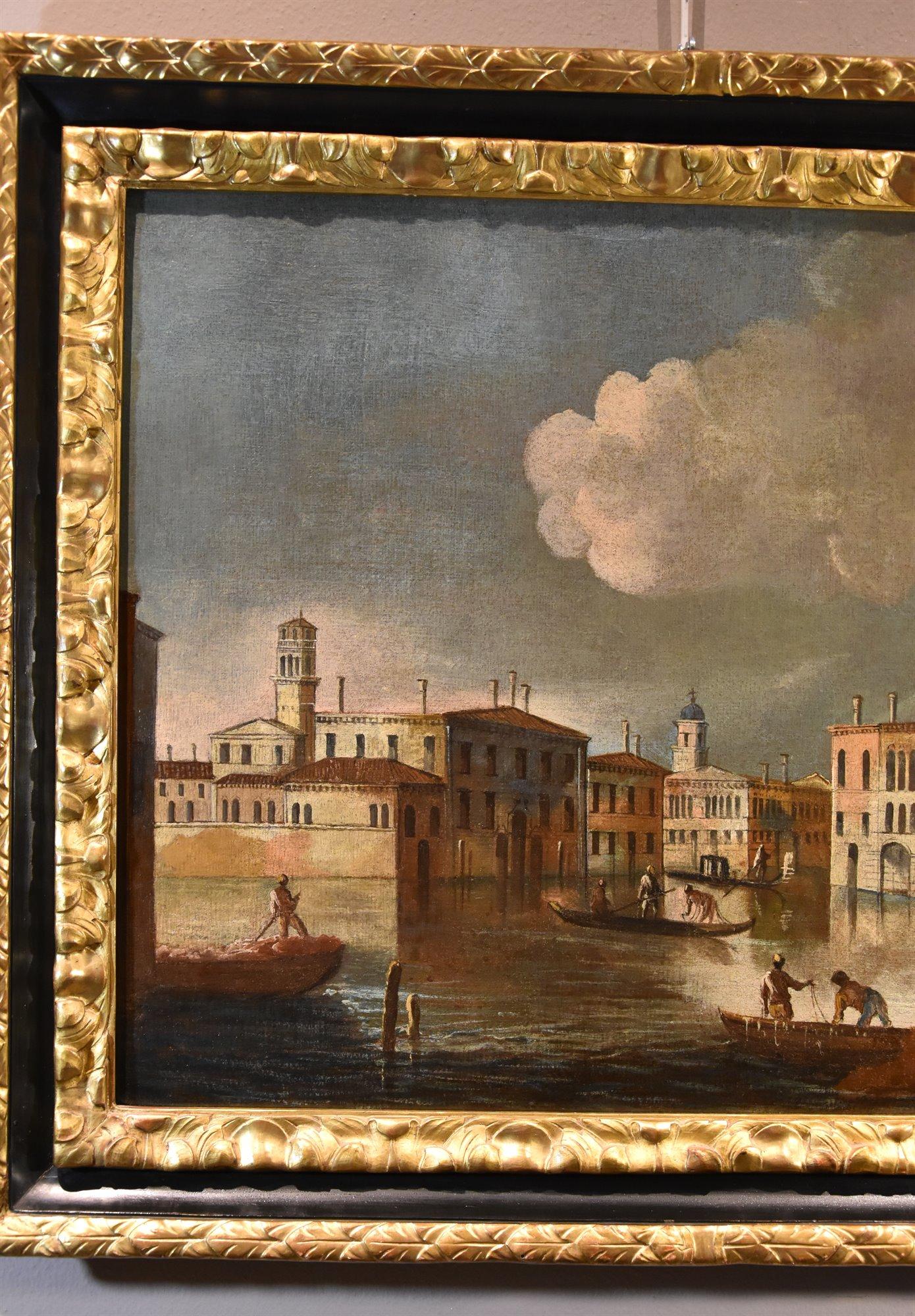 Ansicht Venedig Landschaft Tironi 18. Jahrhundert Gemälde Öl auf Leinwand Alter Meister Italien im Angebot 1