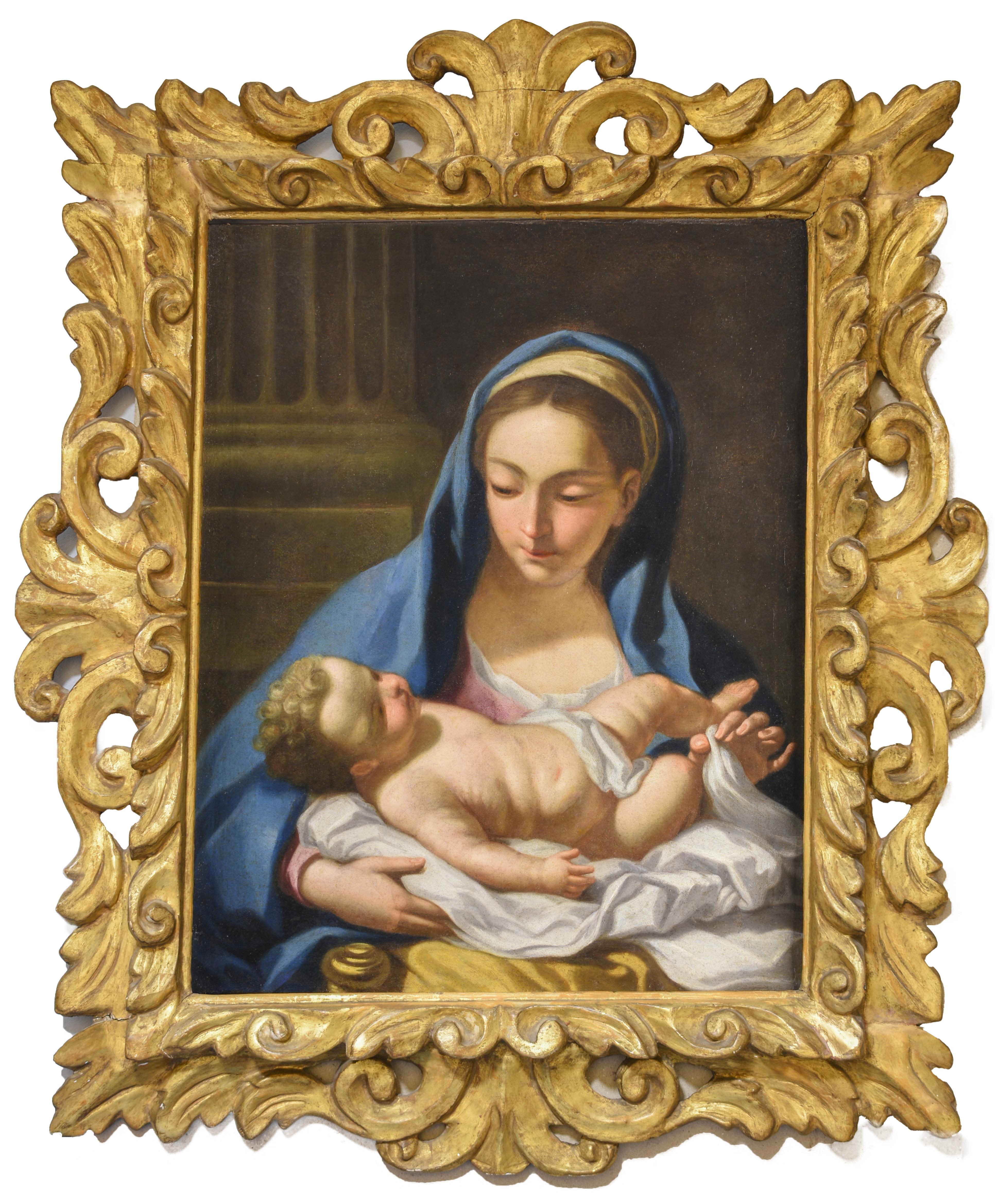 Figurative Painting de Francesco Trevisani - Virgen italiana con el Niño Siglo XVIII