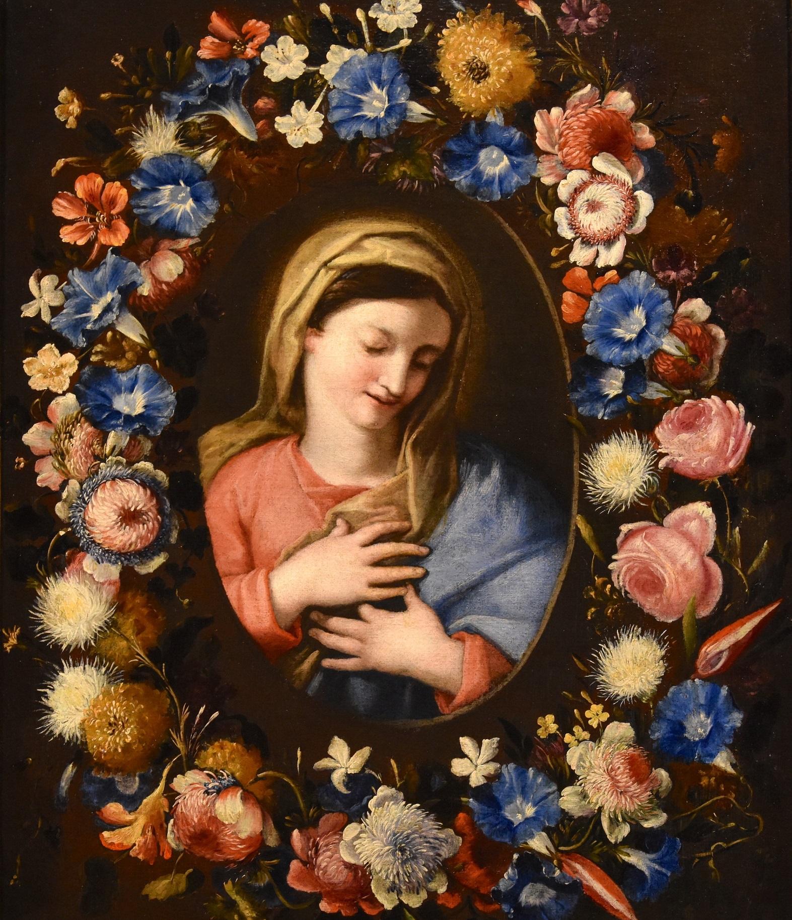 Flower Still-life Virgin Trevisani Stanchi Paint Oil on canvas 17/18th Century For Sale 4