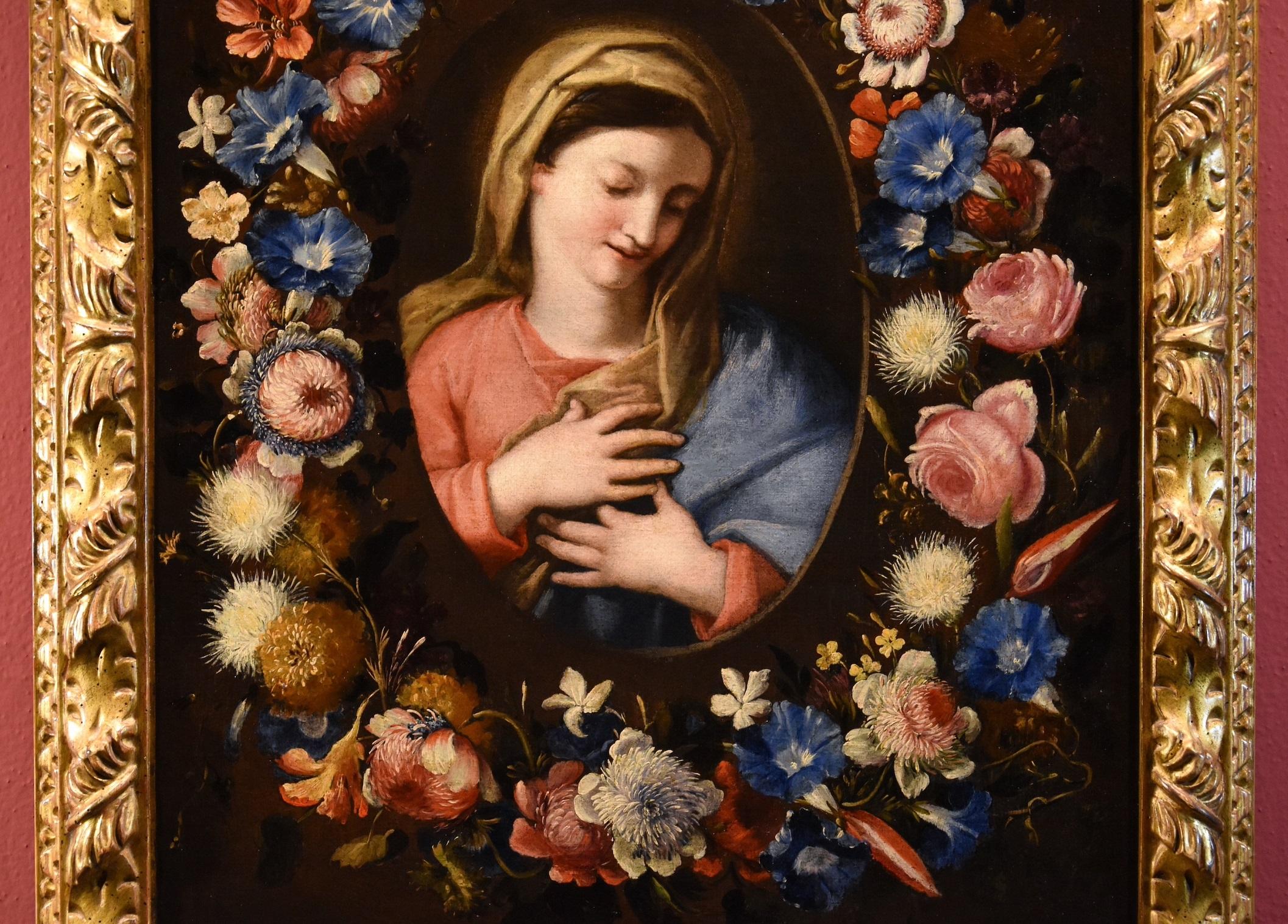 Nature morte de fleurs Virgin Trevisani Stanchi, peinture à l'huile sur toile 17/18e siècle en vente 1