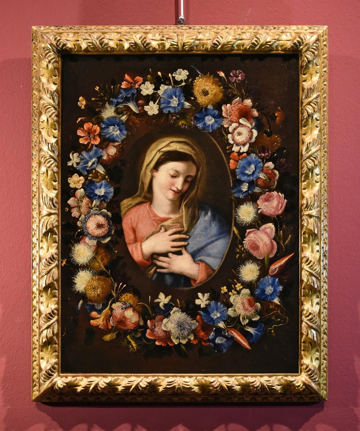 Francesco Trevisani (Capodistria 1656 - Rome 1746)  Still-Life Painting - Flower Still-life Virgin Trevisani Stanchi Paint Oil on canvas 17/18th Century