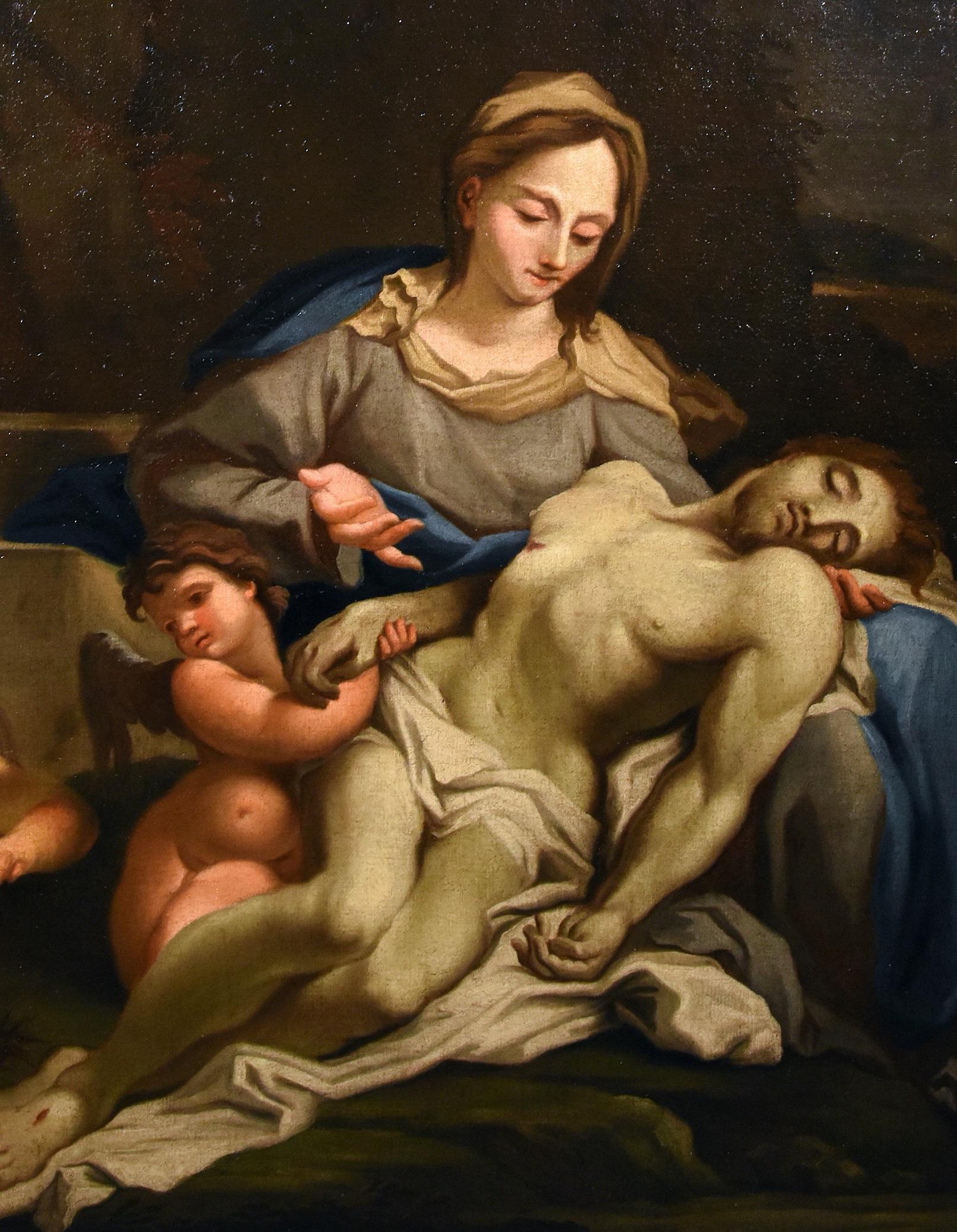 Pietà Trevisani Paint Oil on canvas Old master 18th century Italy Michelangelo - Painting by Francesco Trevisani (Capodistria 1656 - Rome 1746) 