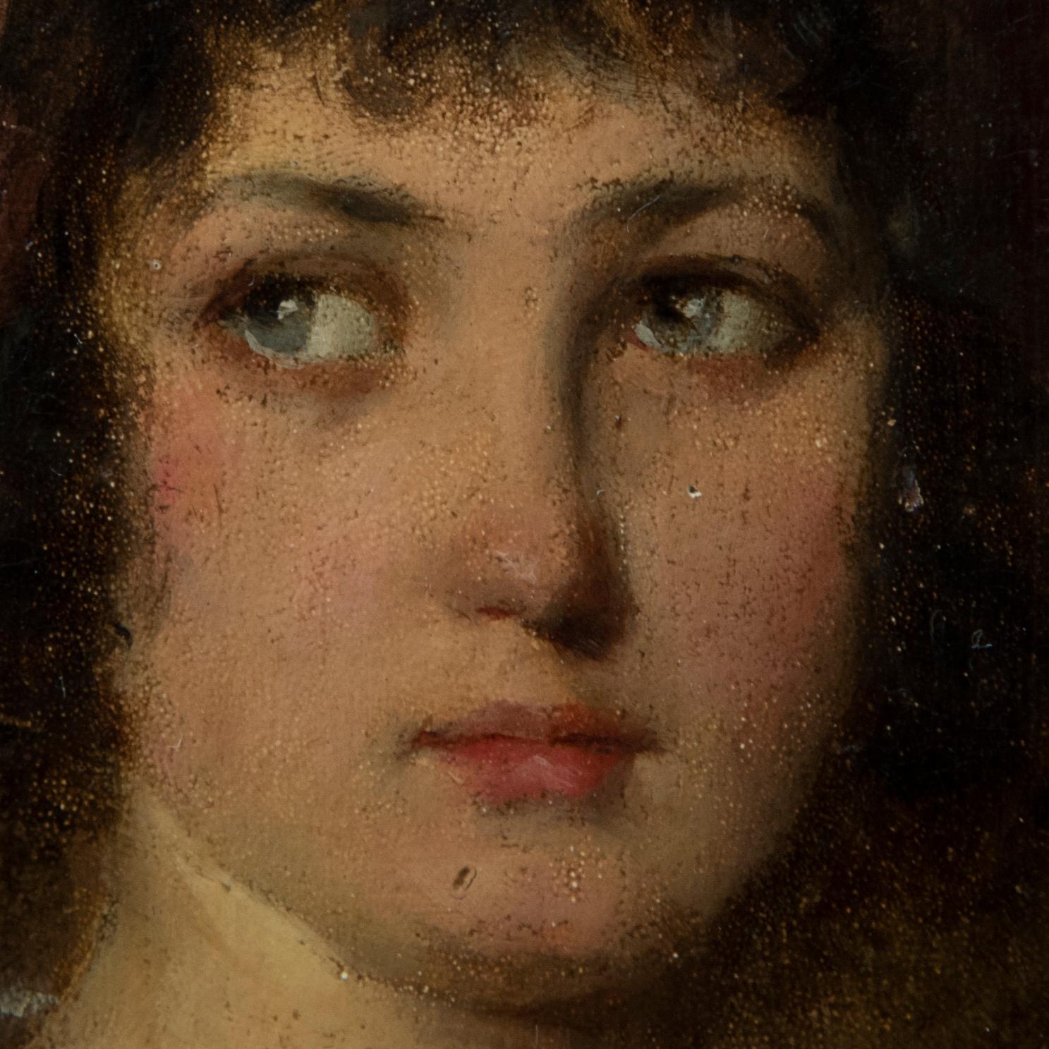 19th Century  Signed Portrait of a Young Gentlewoman Painting im Angebot 1