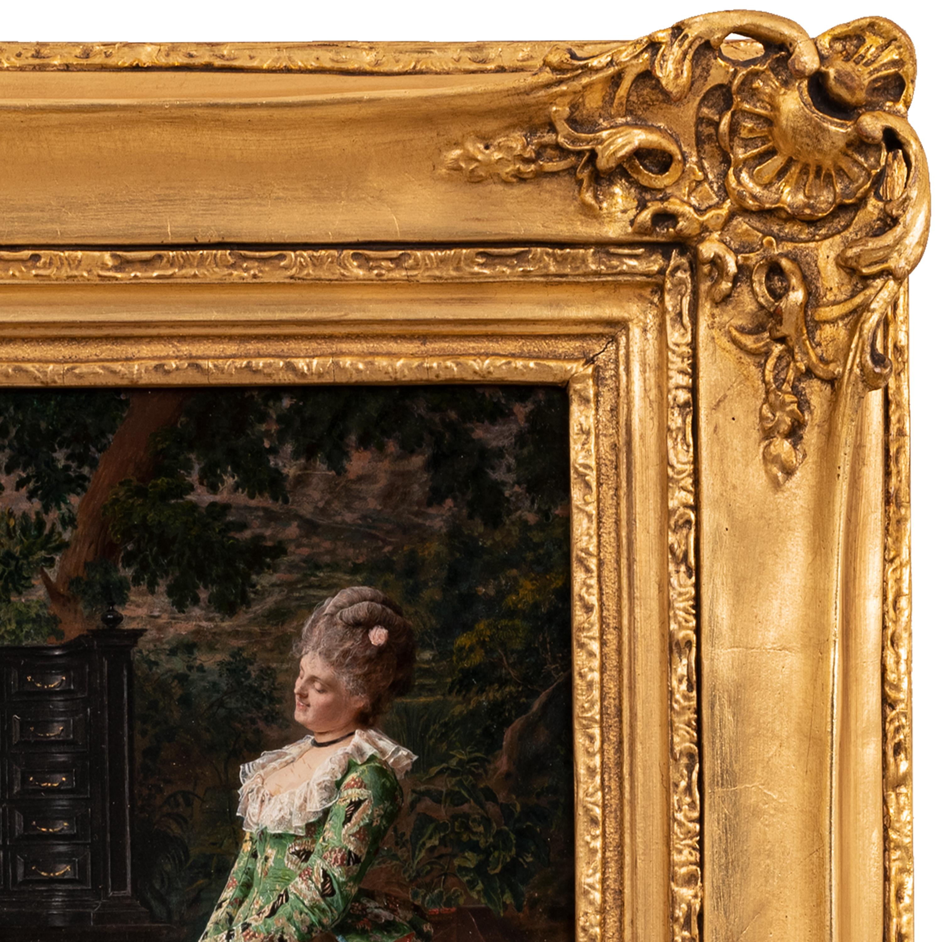 Eine sehr gute antike Öl auf Panel Kostüm Genre Gemälde von dem berühmten norditalienischen Künstler, Francesco Vinea (1845-1902), das Gemälde datiert signiert und datiert 1873.
Vinea studierte an der Akademie der Schönen Künste in Florenz und