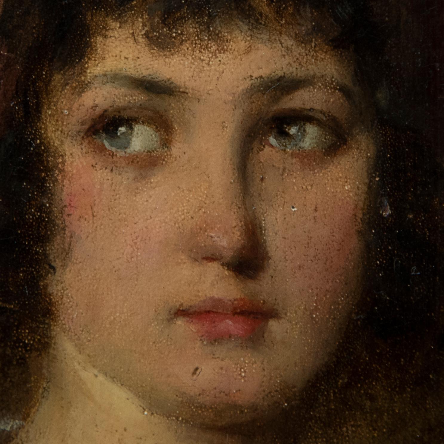 19th Century Francesco Vinea  Portrait of a Young Gentlewoman Painting  For Sale