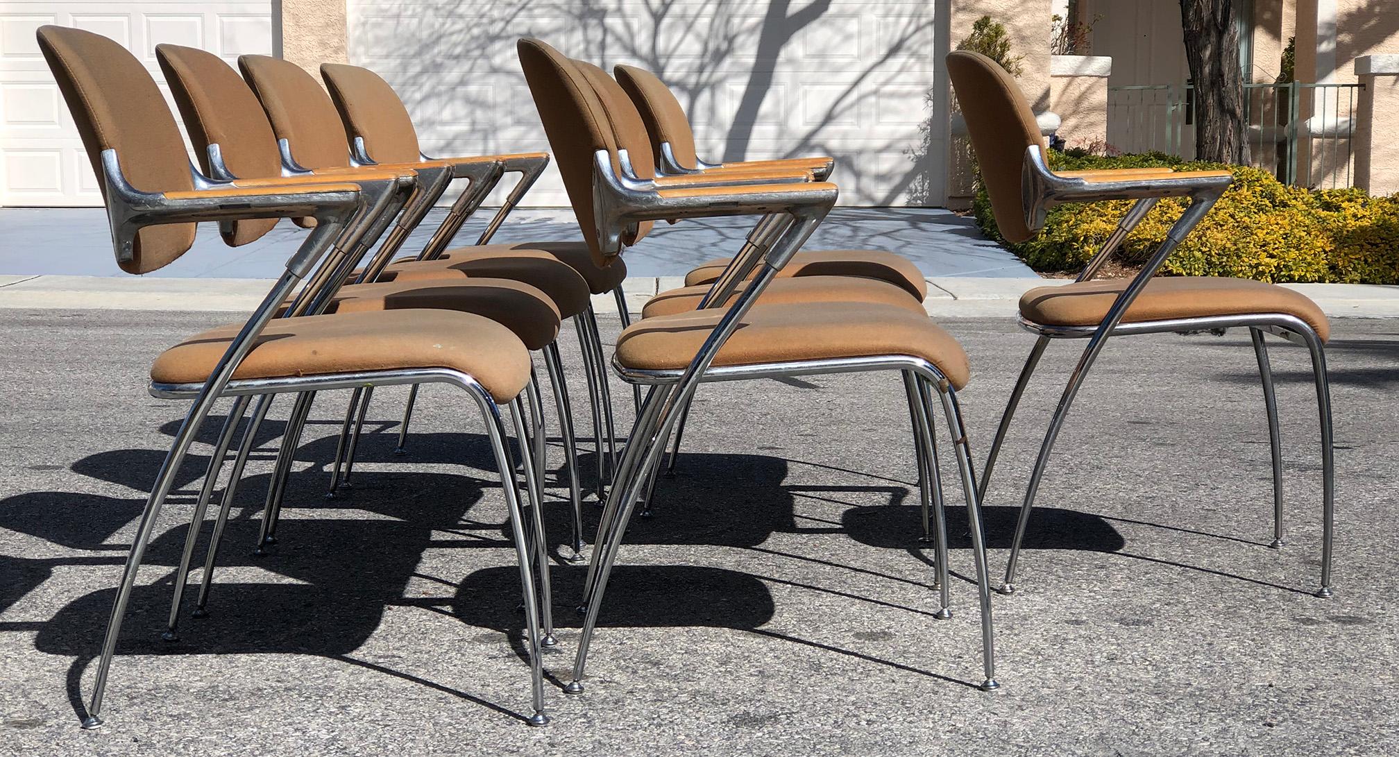 Late 20th Century Francesco Zaccone for Thonet Aluminum, Chrome and Birch Armchairs