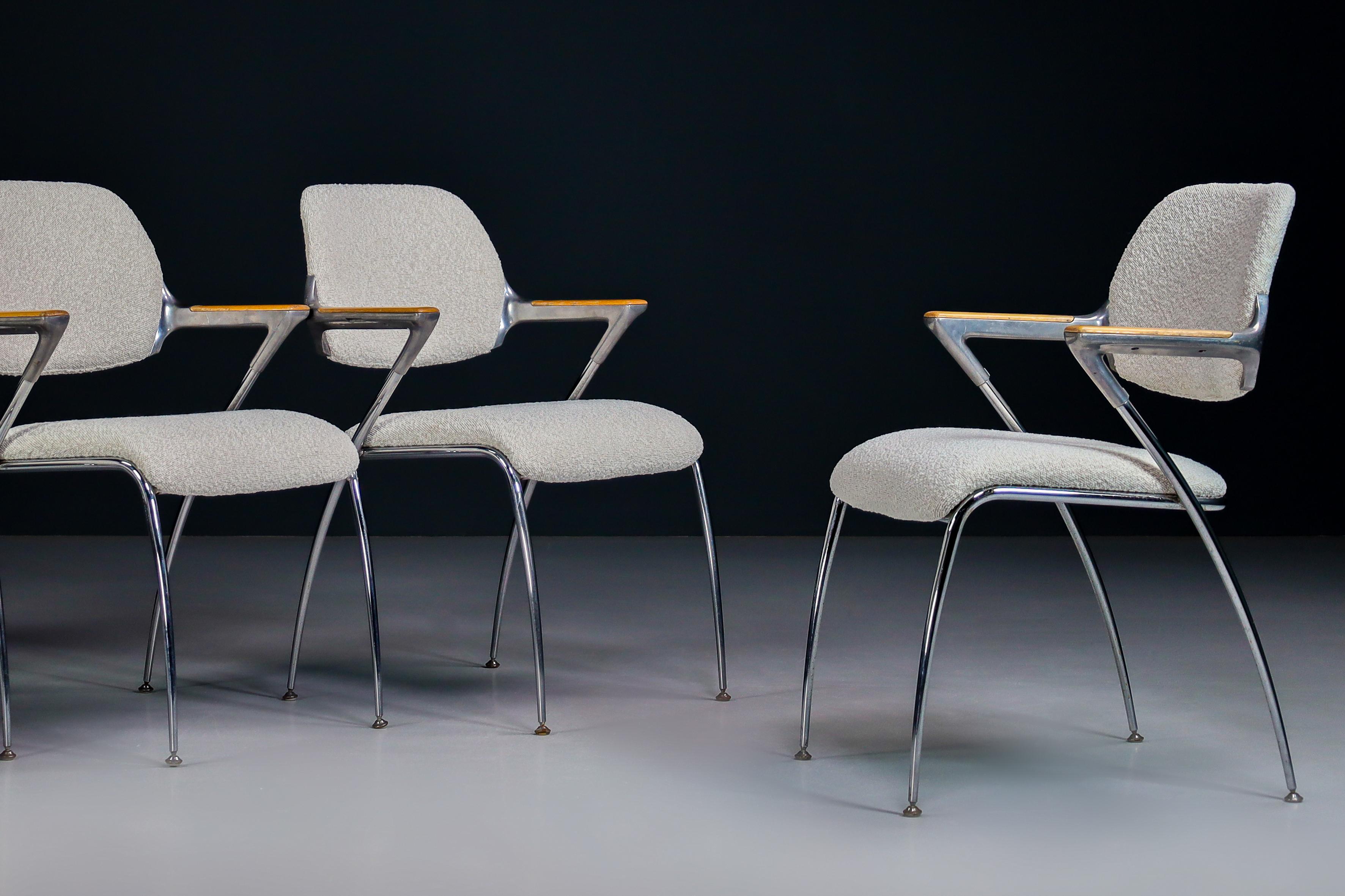 Modern Francesco Zaccone for Thonet Golf Chairs in New Bouclé Upholstery, Germany 1970 For Sale