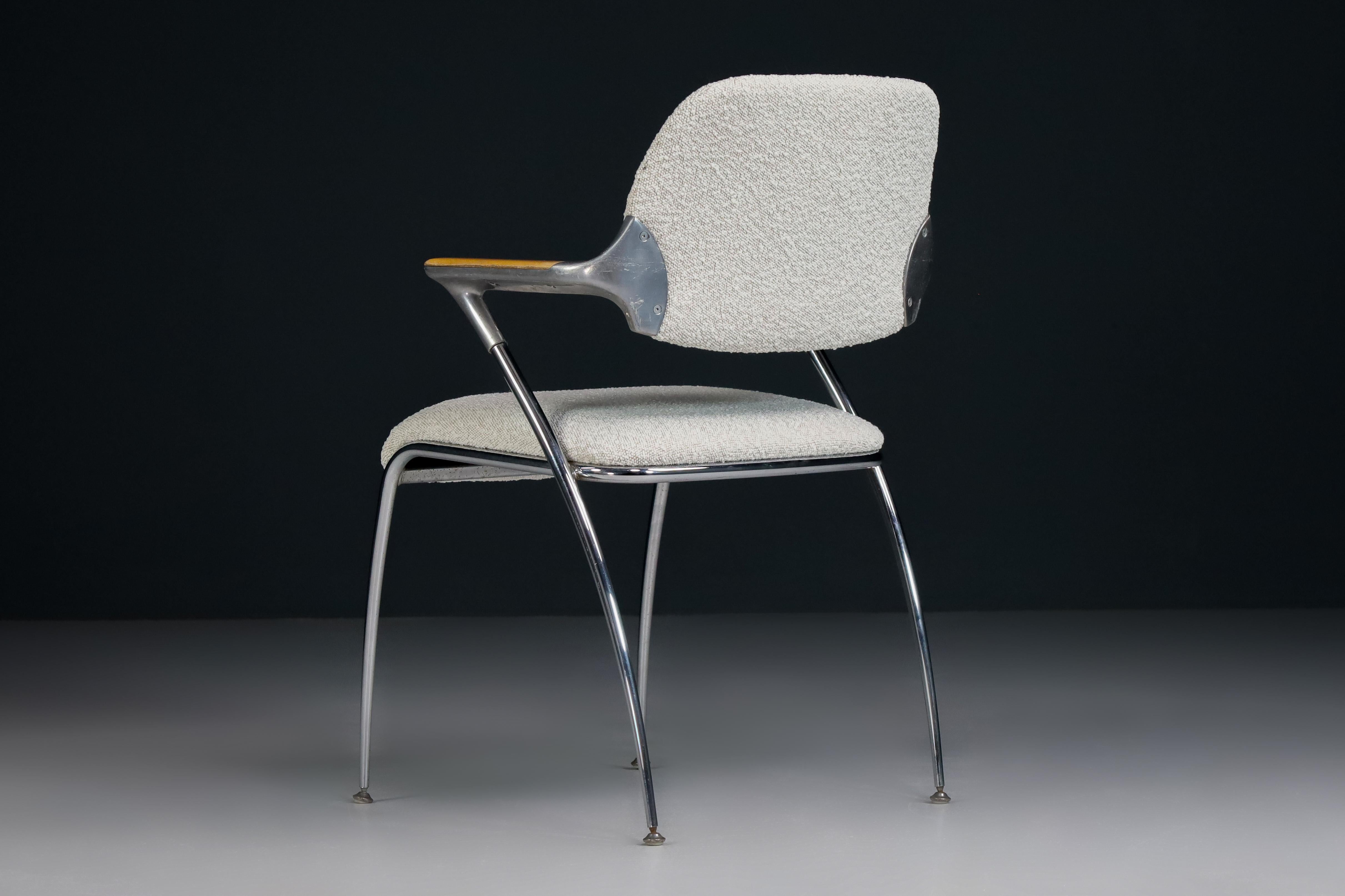 Francesco Zaccone für Thonet Golfstühle mit neuer Bouclé-Polsterung, Deutschland 1970 (Aluminium) im Angebot