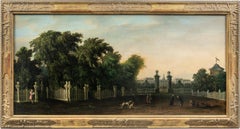 Antique Francesco Zanin (Venetian master) - 19th century landscape villa painting
