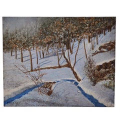 Olio su tela - Paesaggio innevato - 1950 ca. - Francesco Zonghi Lotti - Italia