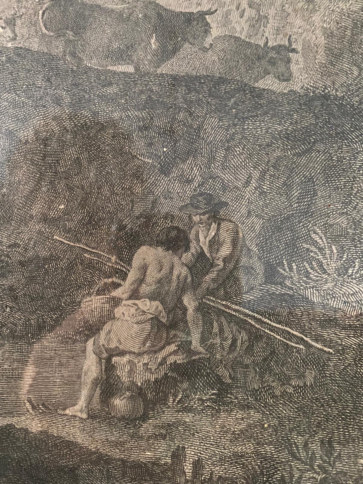 Francesco Zuccarelli „Fishing Scene in a Landscape“ Gravur aus dem 18. Jahrhundert  (Italienisch) im Angebot