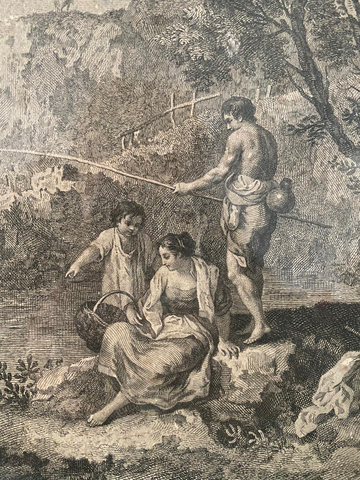 Francesco Zuccarelli „Fishing Scene in a Landscape“ Gravur aus dem 18. Jahrhundert  (Graviert) im Angebot