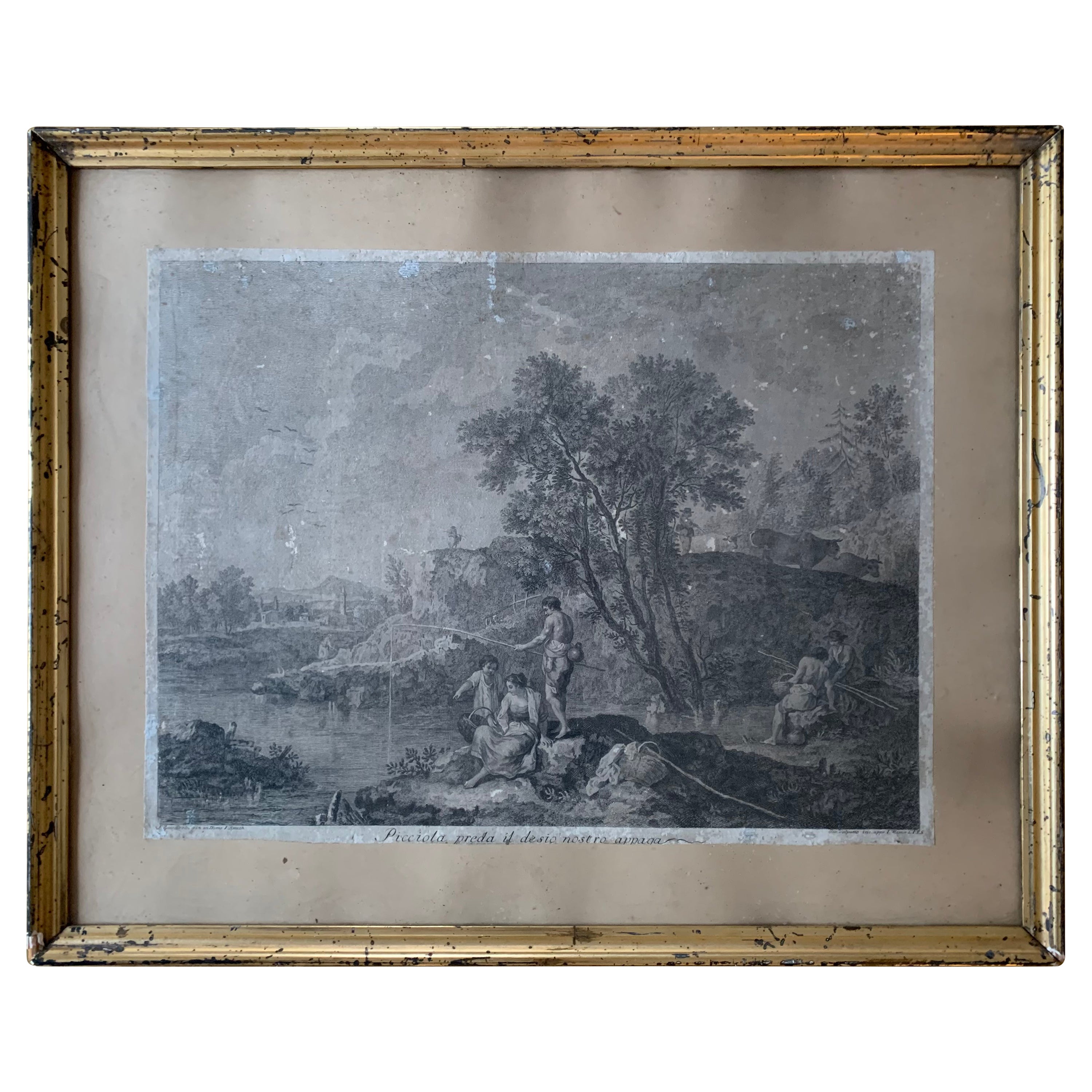 « Scène d'un paysage » de Francesco Zuccarelli, gravure du 18ème siècle