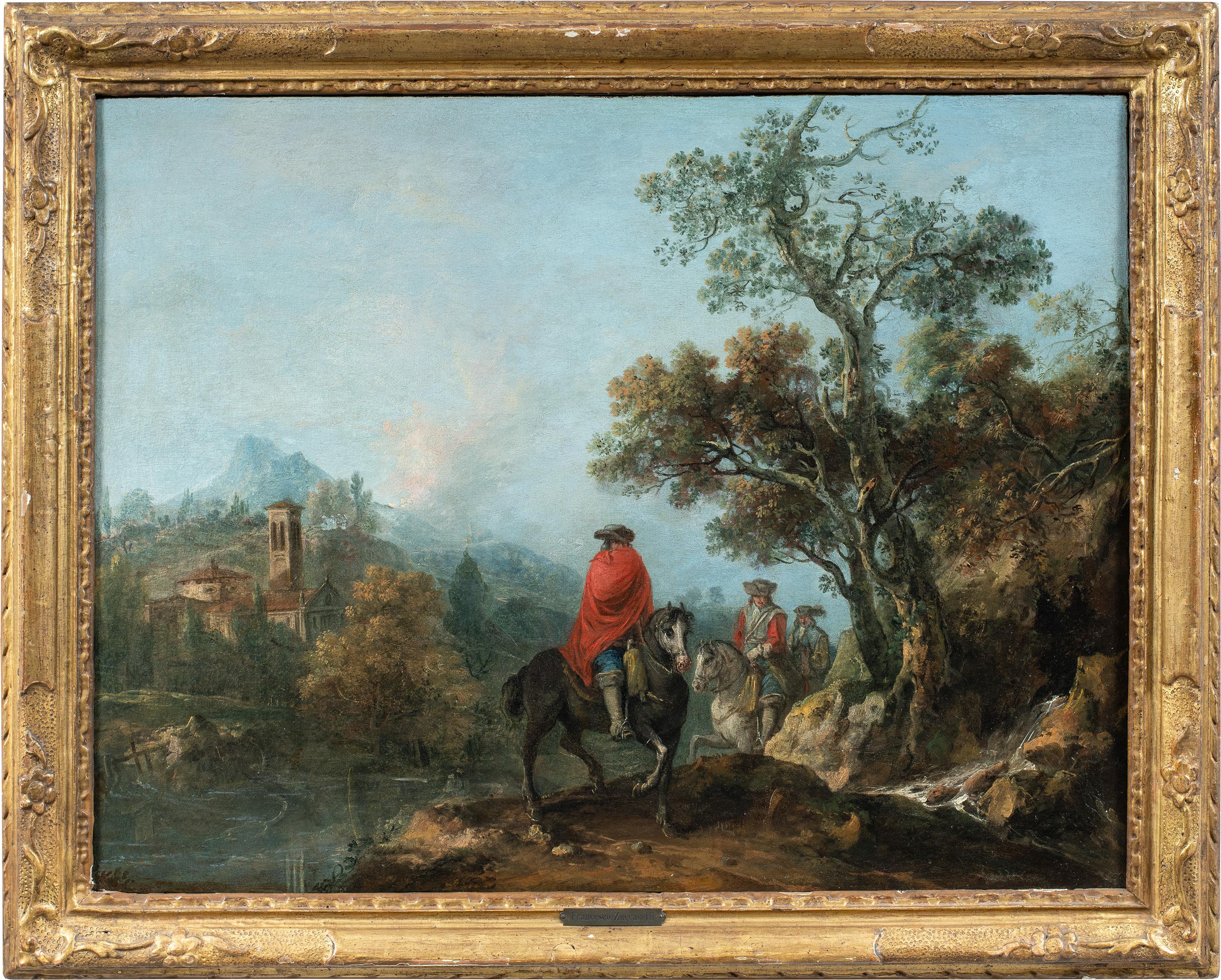 Francesco Zuccarelli maestro veneciano - pintura de paisaje del siglo XVIII - Caballeros