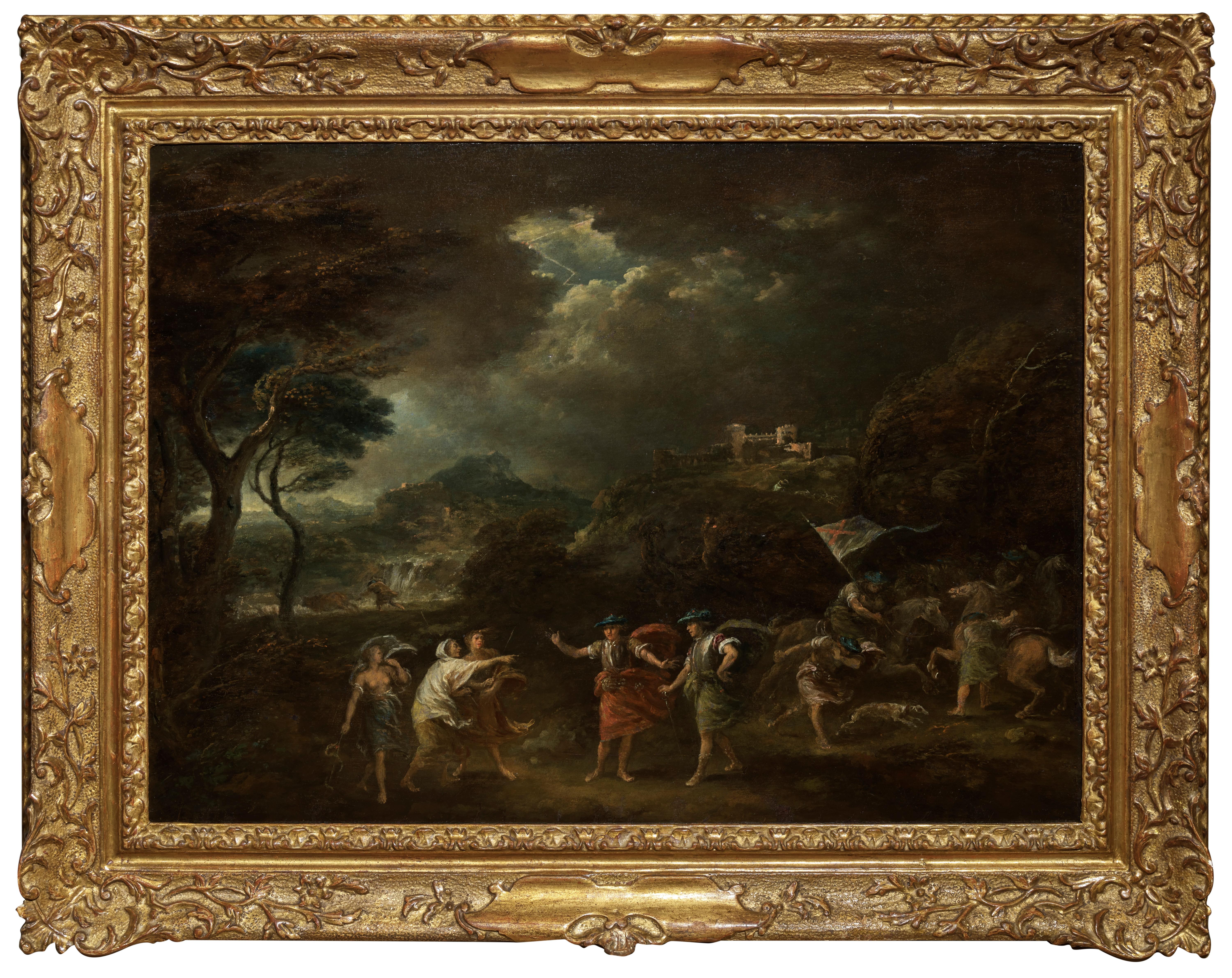 Dieses Gemälde, das während Zuccarellis Aufenthalt in England entstand, stellt den entscheidenden Moment dar, in dem Macbeth zusammen mit Banquo den drei Hexen begegnet, die ihm ankündigen, dass er König werden wird. Als erstes europäisches Gemälde,