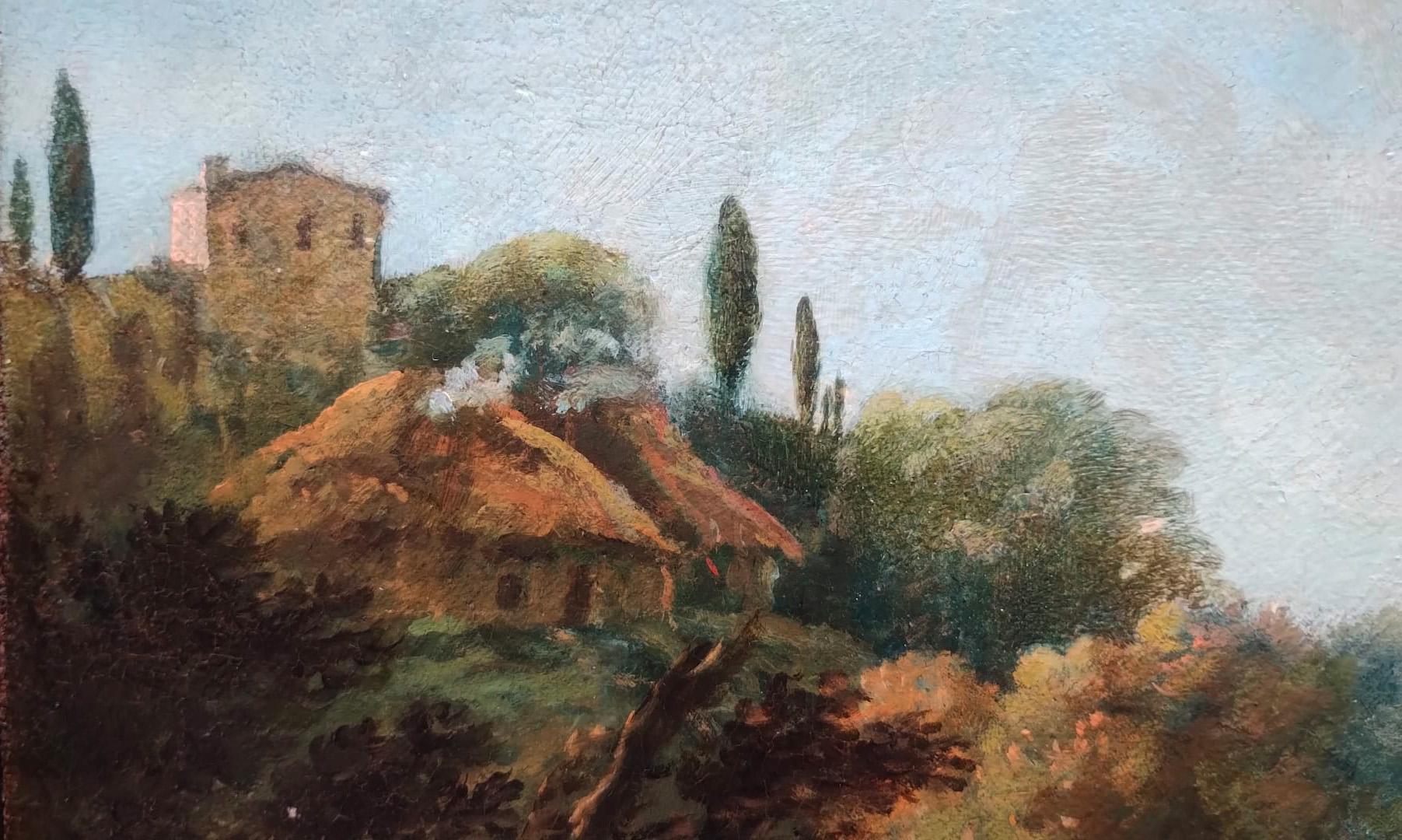 Landschaft mit Fluss und Wasserfall aus dem 18. Jahrhundert von Francesco Zuccarelli (Grau), Landscape Painting, von Francesco Zuccarelli (Pitigliano, 1702 - Florence, 1788)