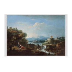 18th Century by Francesco Zuccarelli Landscape with River and Waterfall