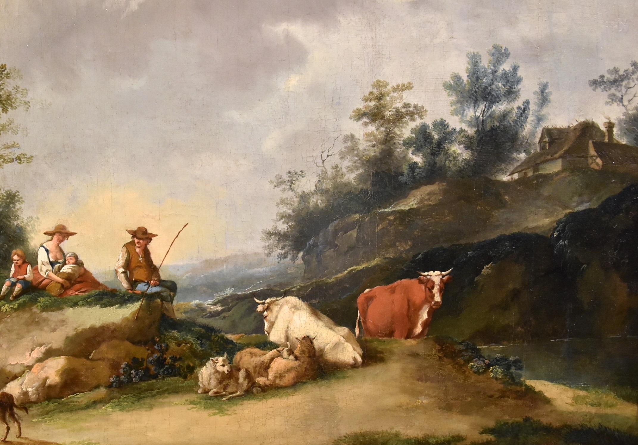 Peinture Zuccarelli huile sur toile Vieille vue italienne du 18ème siècle en vente 8