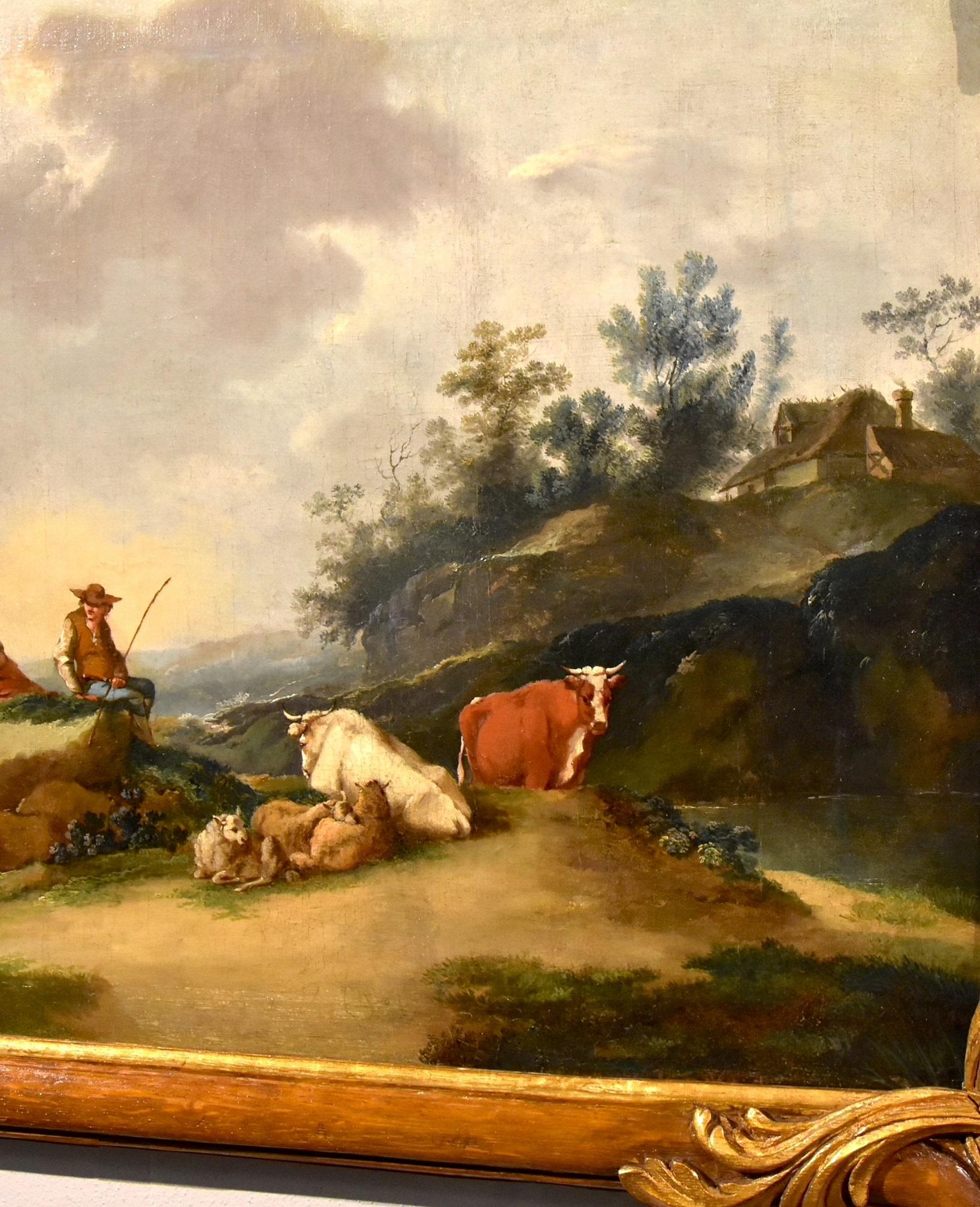 Peinture Zuccarelli huile sur toile Vieille vue italienne du 18ème siècle en vente 3