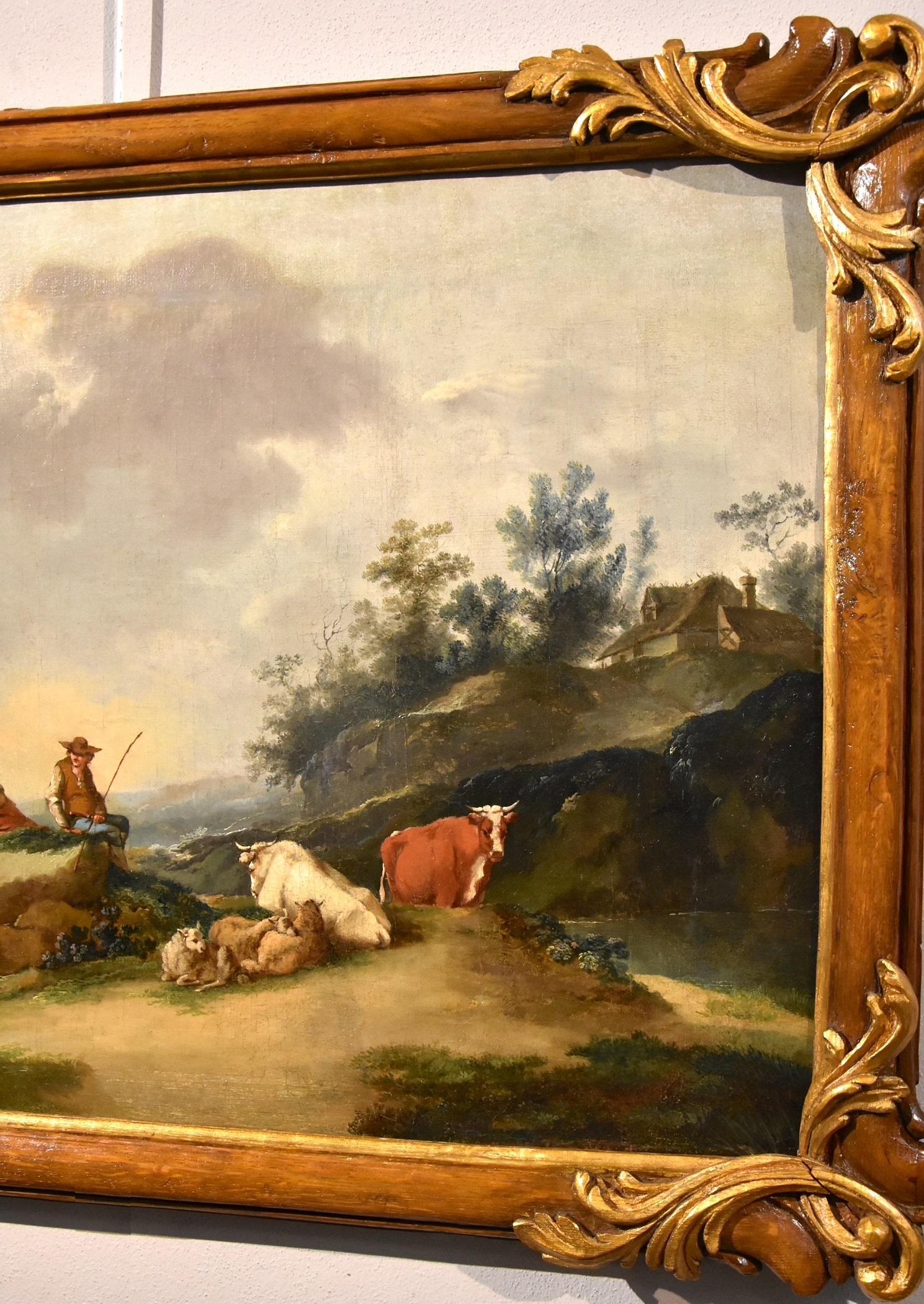 Landscape Zuccarelli Paint Oil on canvas Old master 18th Century Italian View For Sale 1