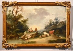 Peinture Zuccarelli huile sur toile Vieille vue italienne du 18ème siècle