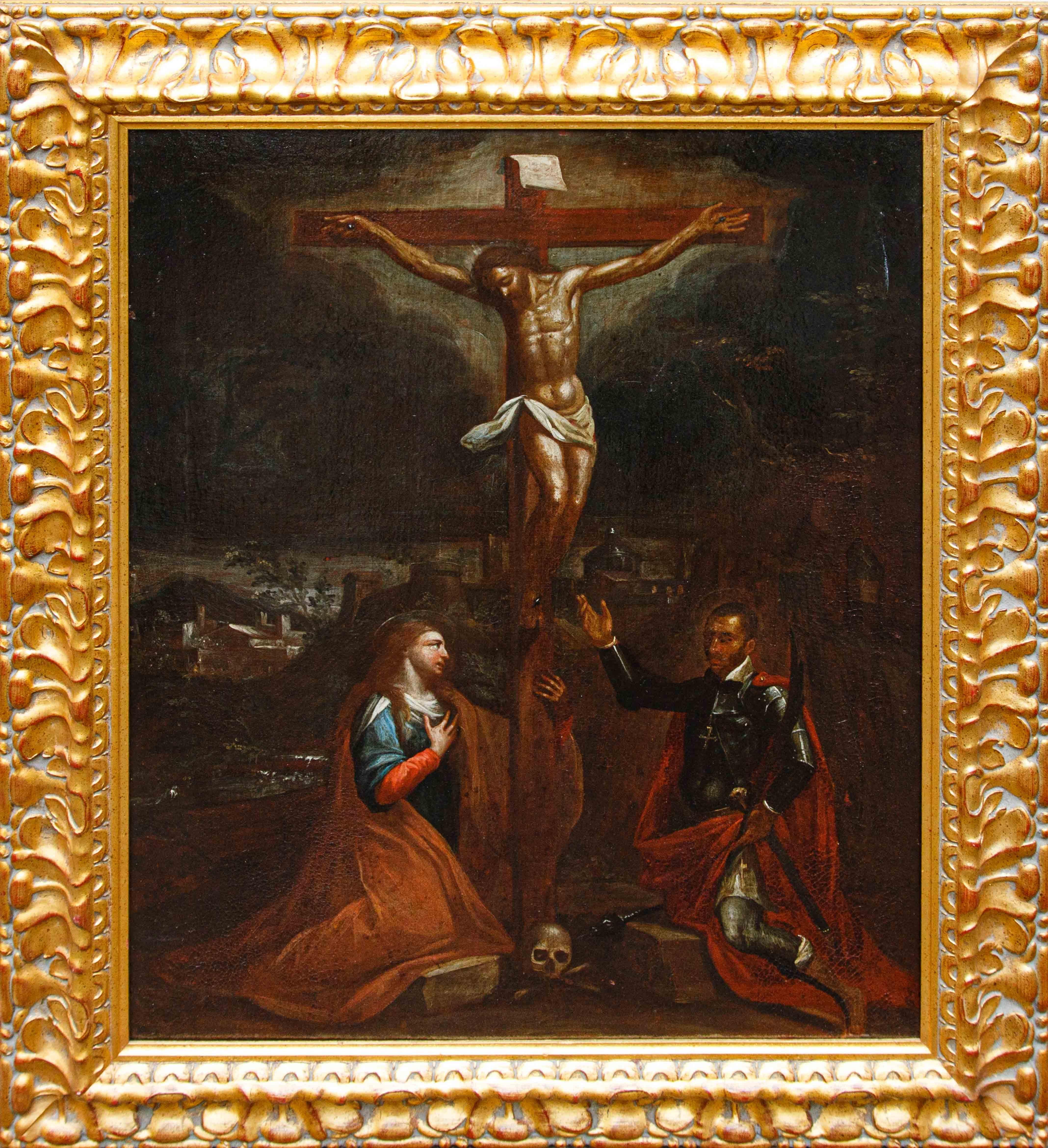 Francesco Zucco (Bérgamo, hacia 1570 - Bérgamo, 3 de mayo de 1627)

Crucifixión con santos

Óleo sobre lienzo, 76 x 60 cm

Con marco 95 x 79 cm

Perfil del crítico Profesor Giuseppe Sava

La crucifixión aquí descrita pertenece a la escuela lombarda