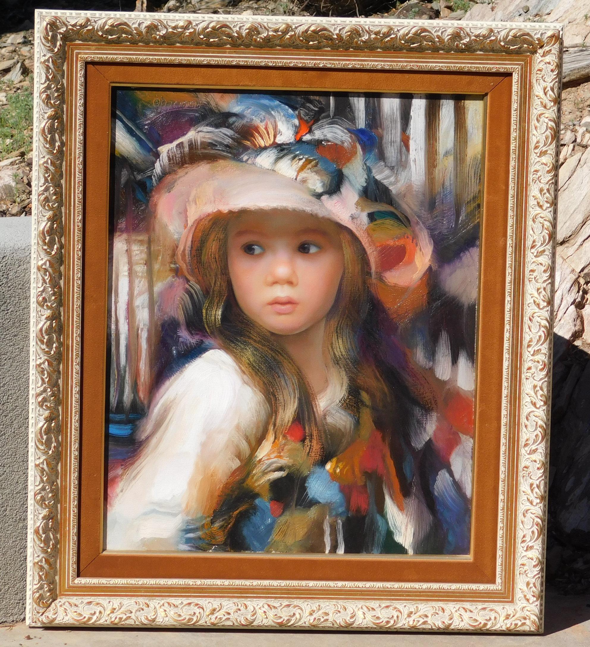Peinture Portrait d'une jeune fille, huile sur toile, Franceso Masseria en vente