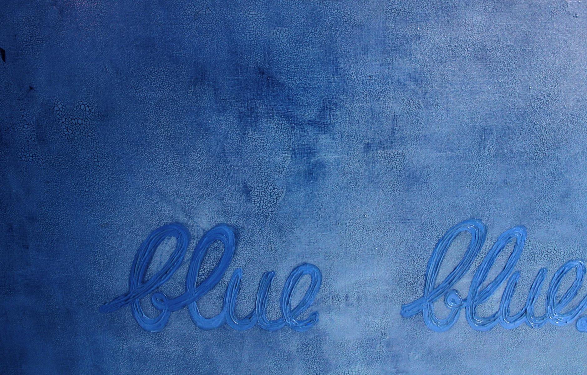 Blu blu  olio/tela, 100x130 cm in vendita 1