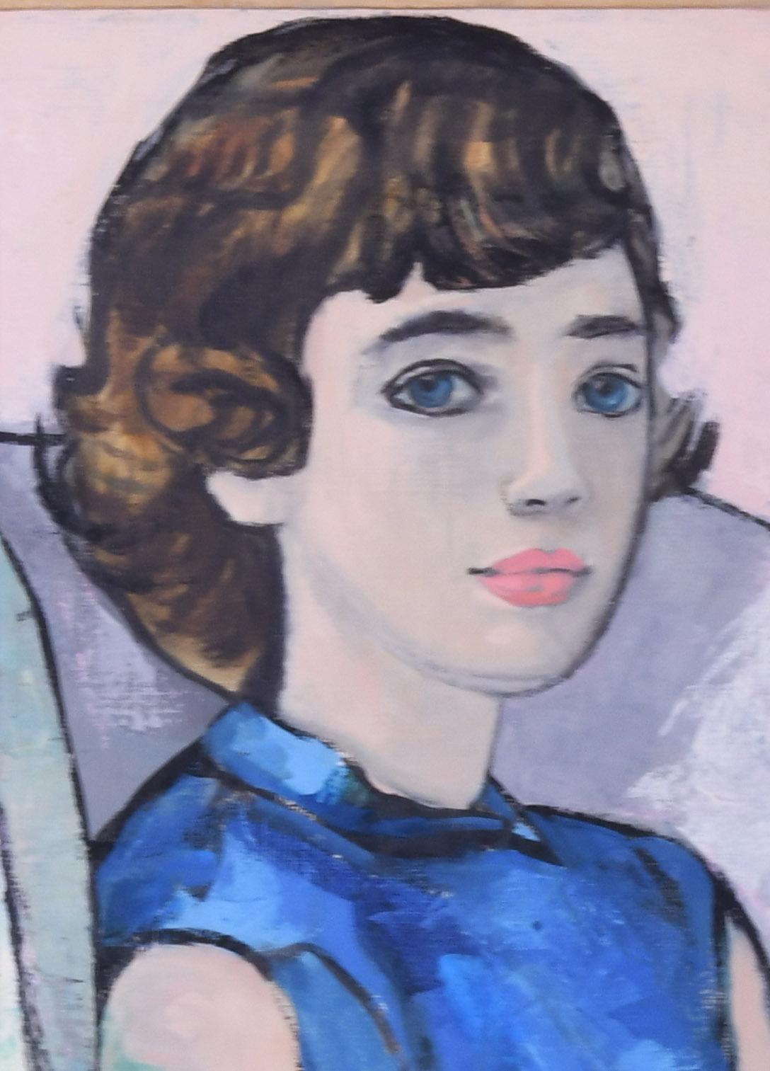 Portrait de jeune femme (autoportrait de l'artiste ?) - Painting de Franchetti Twombly, Baroness Luisa Tatiana