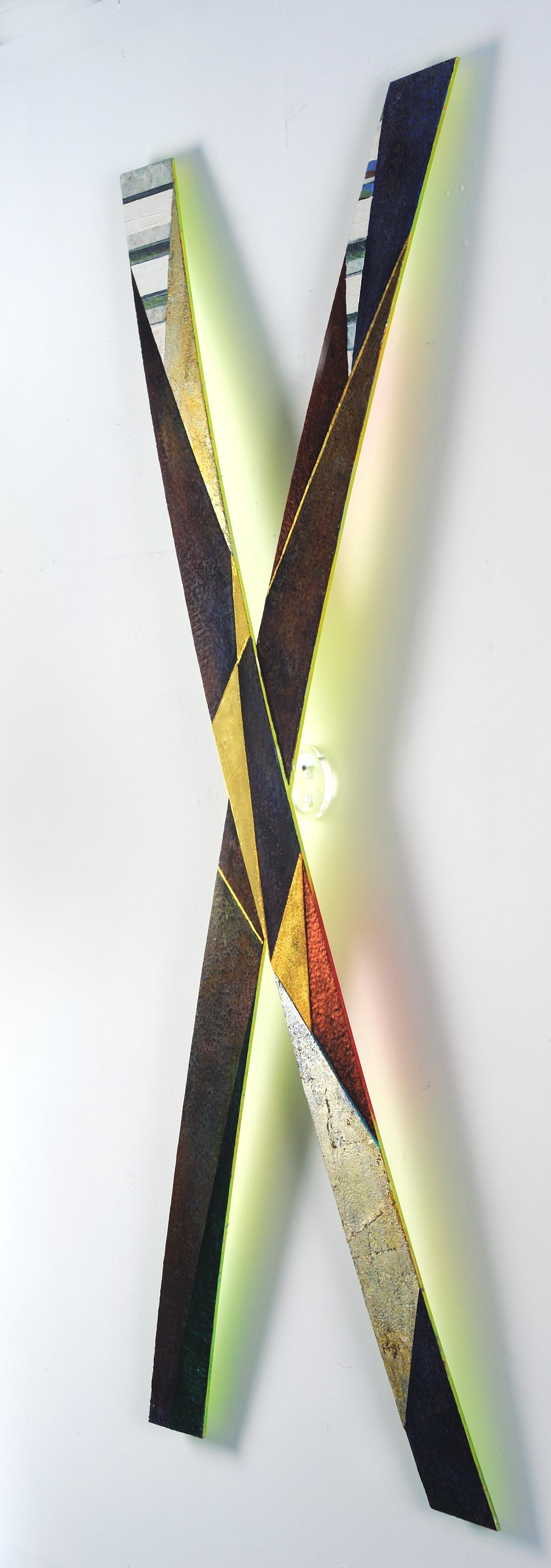 Asse 24 #1 (astratto, scultoreo, neutro, motivi di tonalità della terra, linee) - Painting di Francie Hester