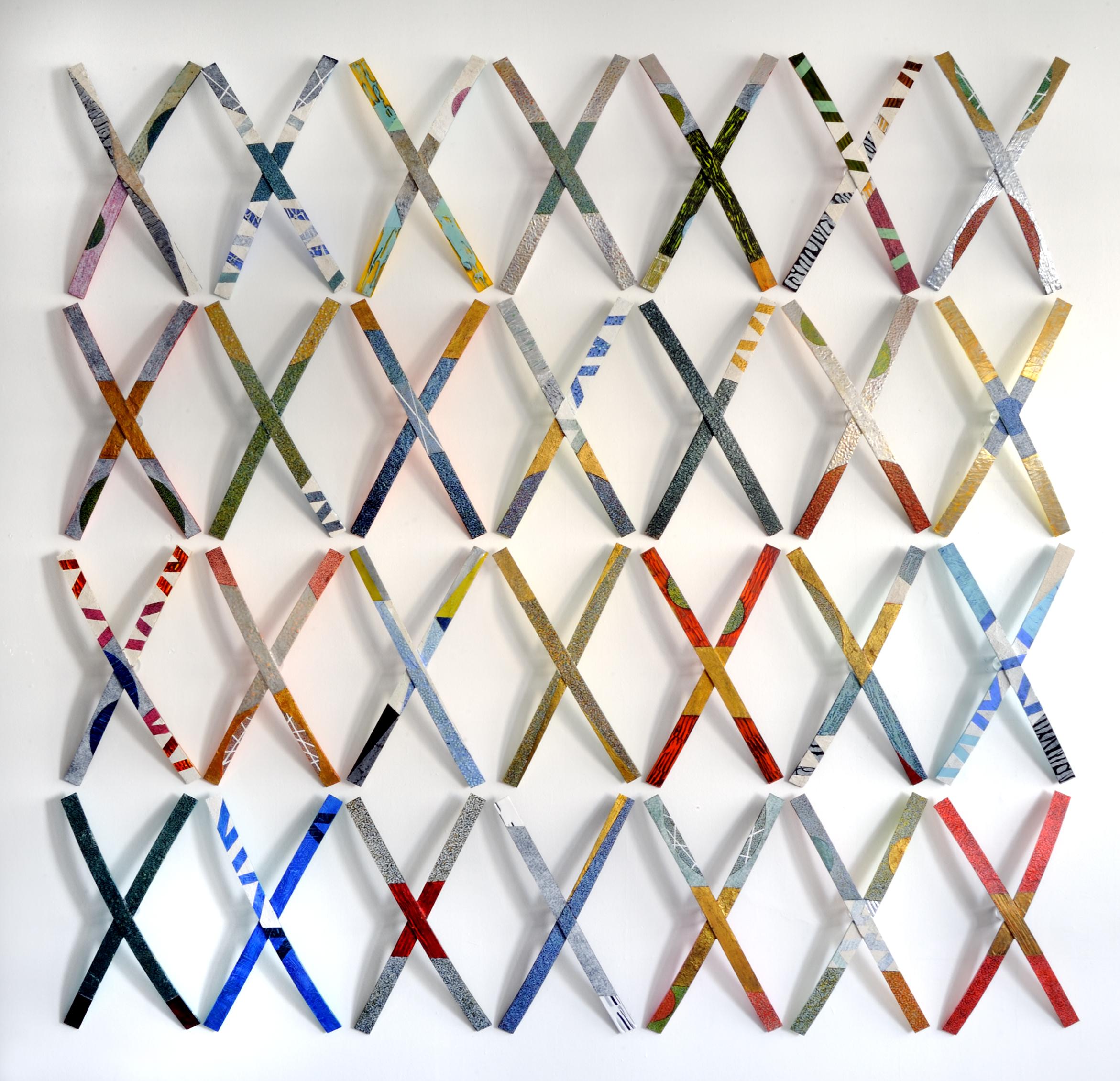 Asse 8  (scultura, texture, pittura, astratto, motivi, geometrico) - Painting di Francie Hester