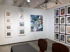 Confluencia nº 6, pequeña obra abstracta sobre papel, multicolor y plata