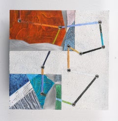 Crossing Lines #11, abstraktes Gemälde in Mischtechnik auf Aluminium, rot und weiß