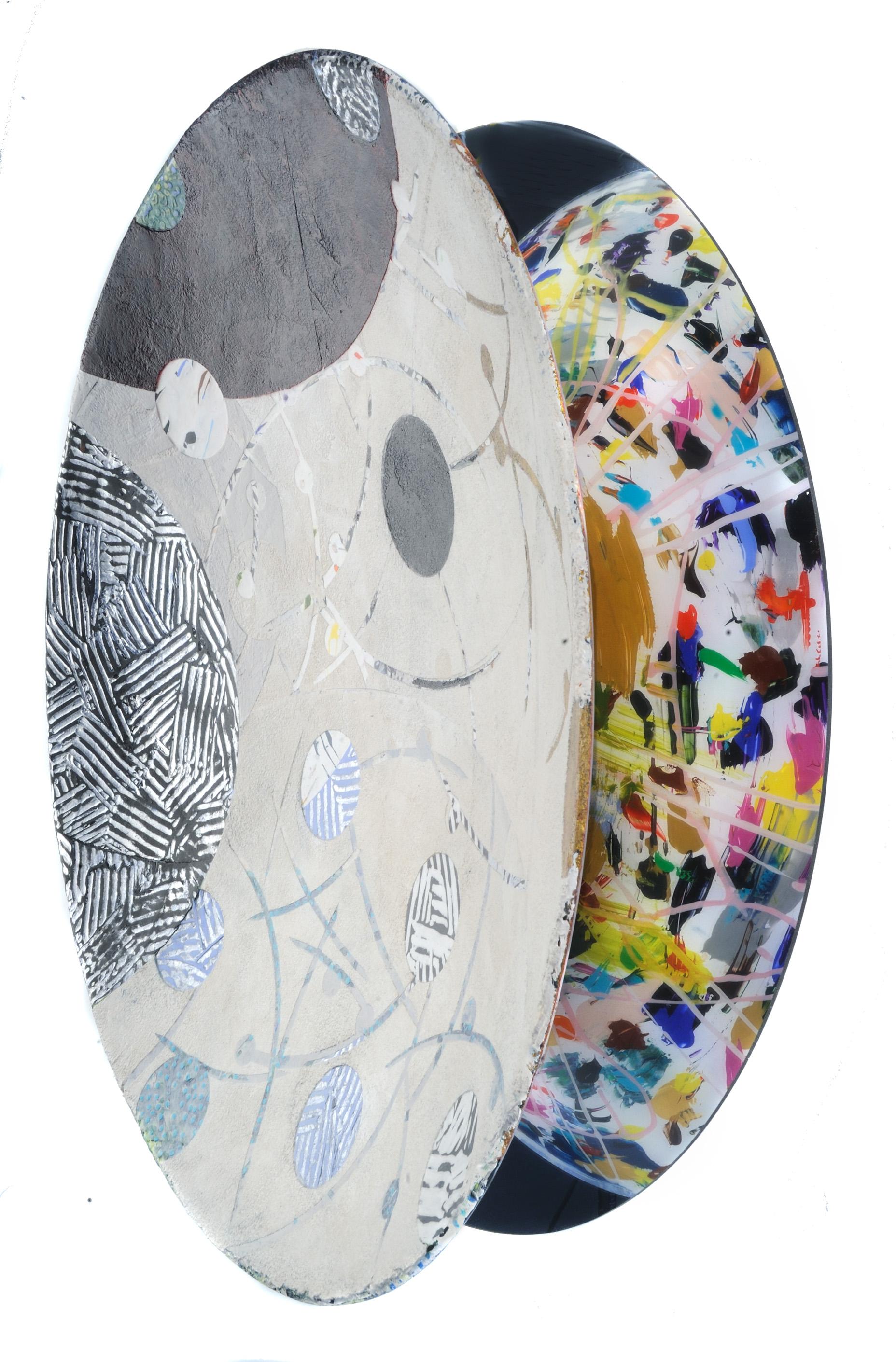 Vessel 22 #4, multicolored mixed media sculptural piece, textured - Painting by Francie Hester