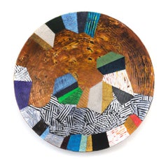 Vessel #4, multicolored mixed media sculptural piece, textured, 22" diameter