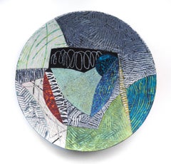 Vessel C-20, multicolored mixed media sculptural piece, 22" diameter