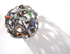 Cluster #1, mixed media aluminum sculpture, multicolored sphere