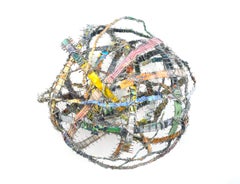 Cluster #5, mixed media aluminum sculpture, multicolored sphere
