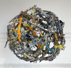 Cluster #8, mixed media aluminum sculpture, multicolored sphere