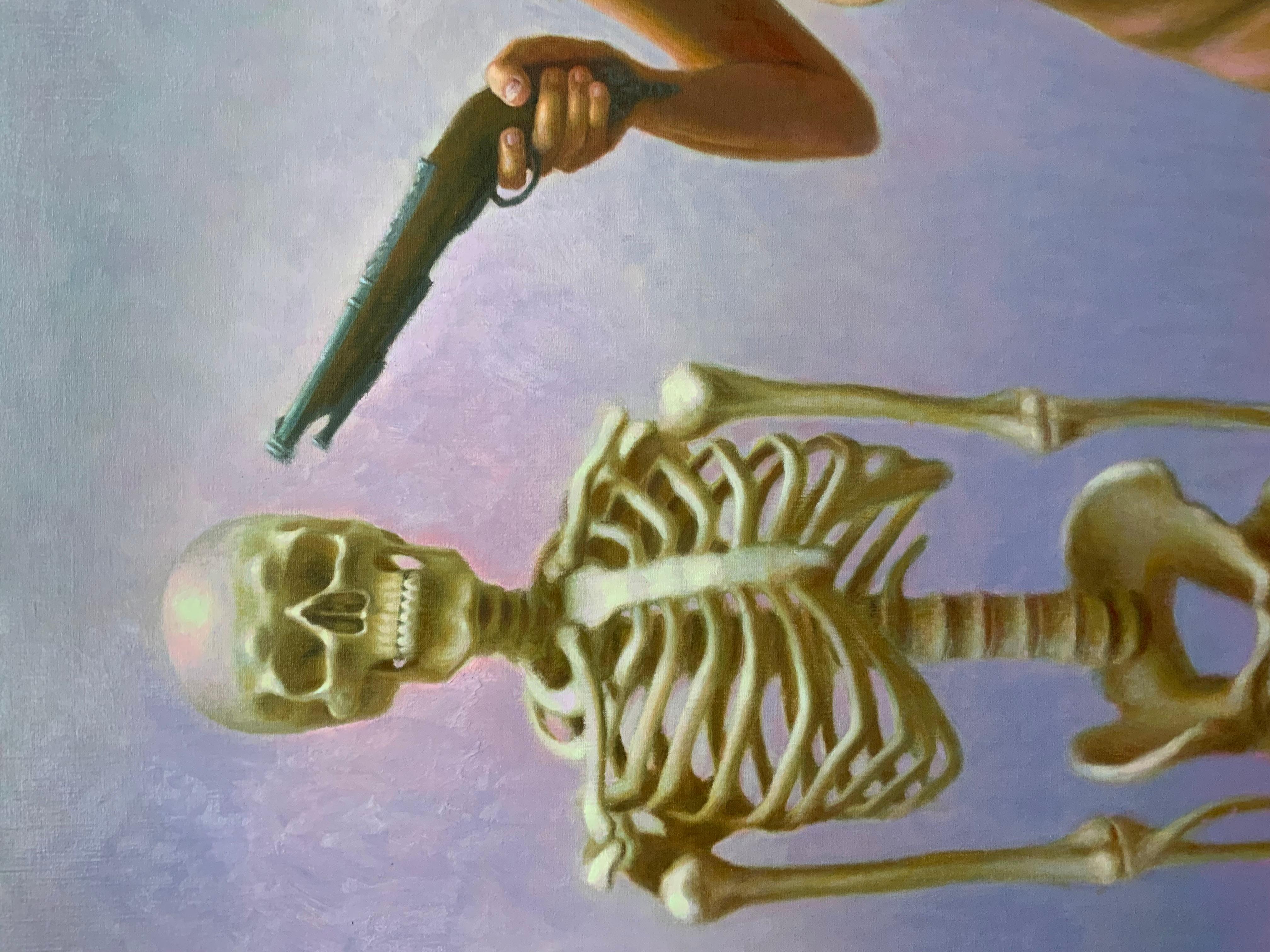 Metus Mortis - Gray Nude Painting by Francien Krieg