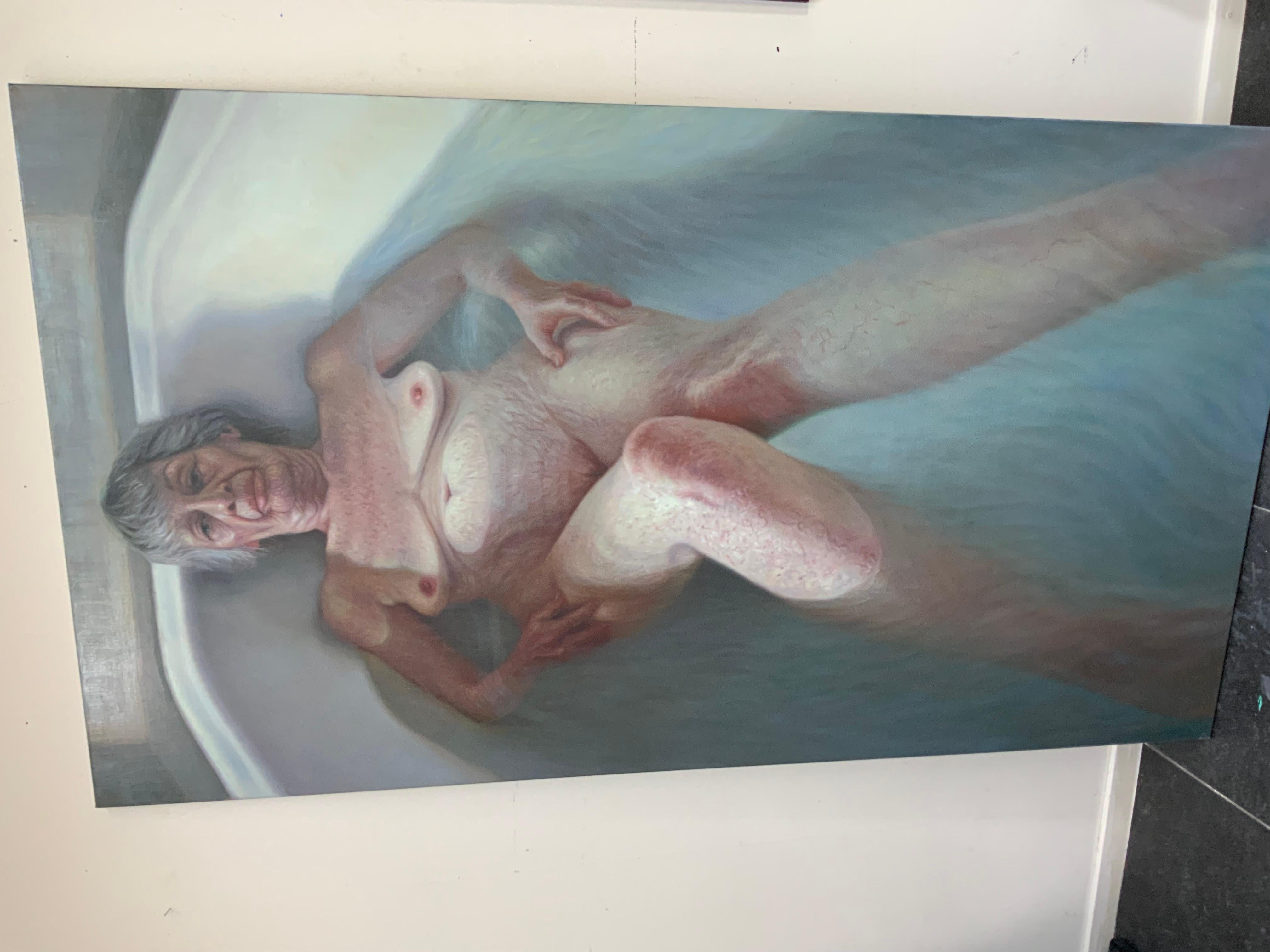 Rituels de retour - Gris Nude Painting par Francien Krieg