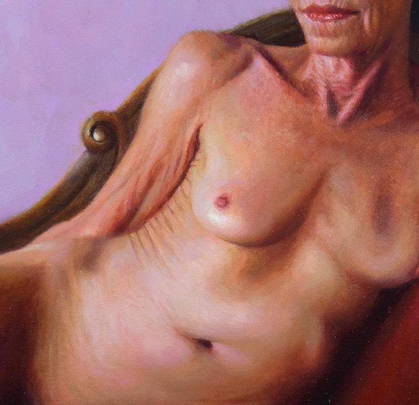 Sweet silent thoughts - Purple Nude Painting by Francien Krieg